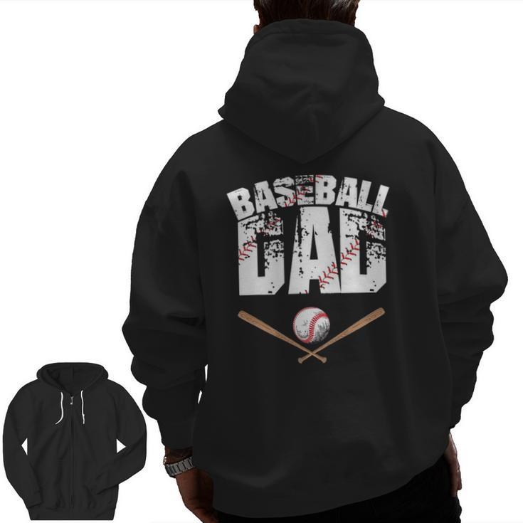 Baseball Dad Baseball Lover For Father Zip Up Hoodie Back Print