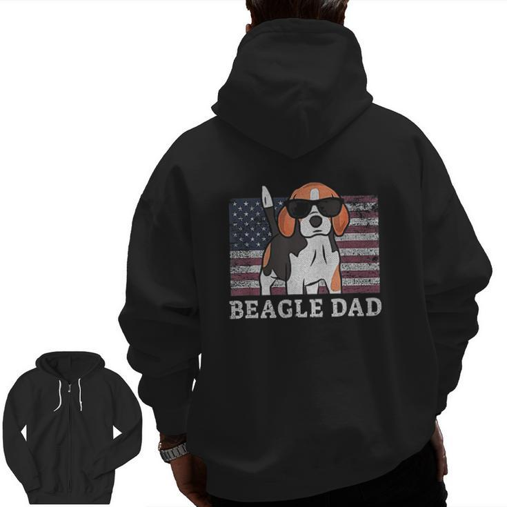 Beagle Dad American Flag Zip Up Hoodie Back Print