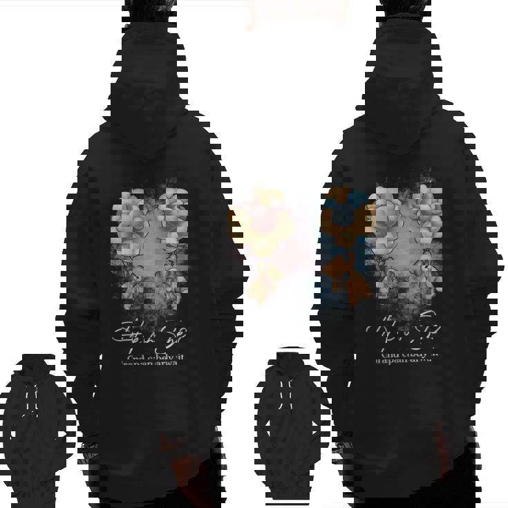 Bears Balloons Grandpa Can Bearly Wait Gender Reveal Zip Up Hoodie Back Print