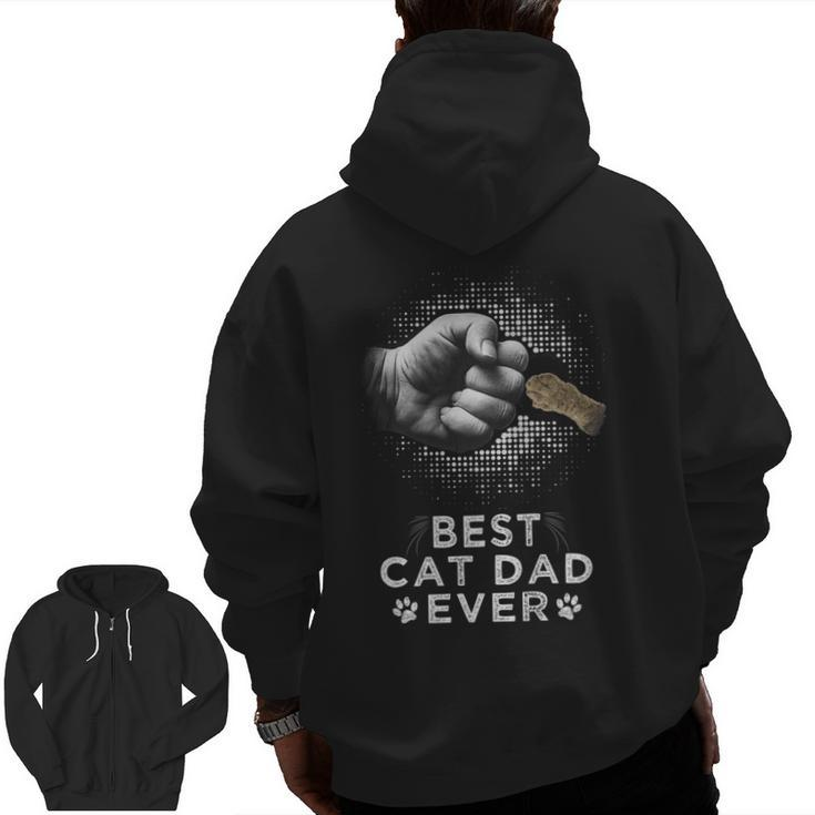 Best Cat Dad Ever Father & Kitten Paw Fist Bump  Zip Up Hoodie Back Print