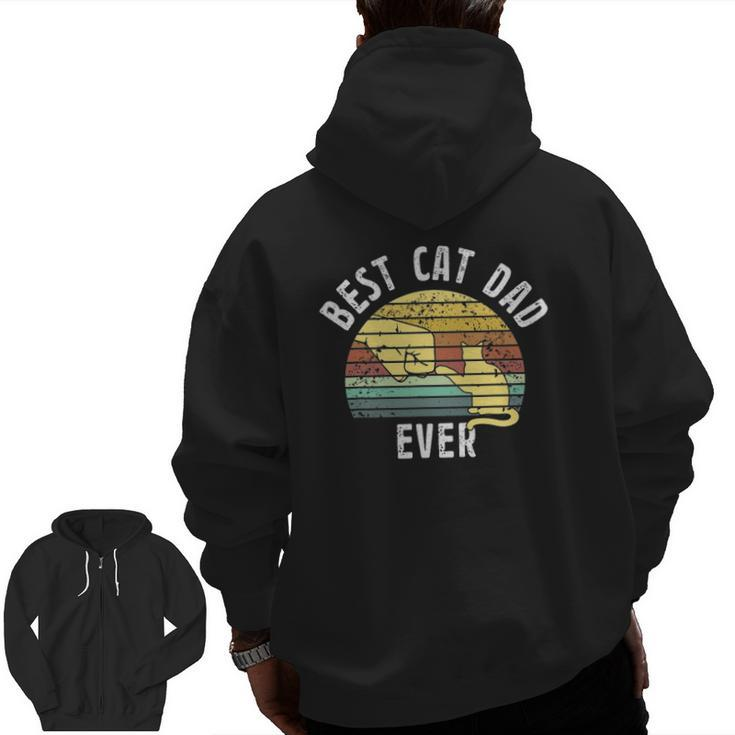 Best Cat Dad Ever Father's Day Retro Sun Cats Lovers Zip Up Hoodie Back Print