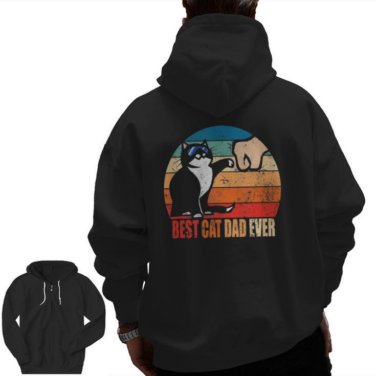 Best Cat Dad Ever Paw Fist Bump Father's Day Tee Zip Up Hoodie Back Print