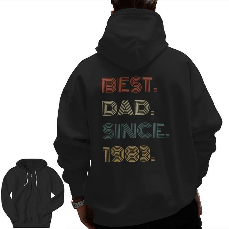 Best Dad Since 1983 Clothes For Him Men Retro Vintage Raglan Baseball Tee Zip Up Hoodie Back Print