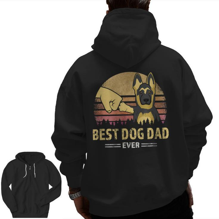 Best Dog Dad Ever German Shepherd Retro Puppy Lover  Zip Up Hoodie Back Print