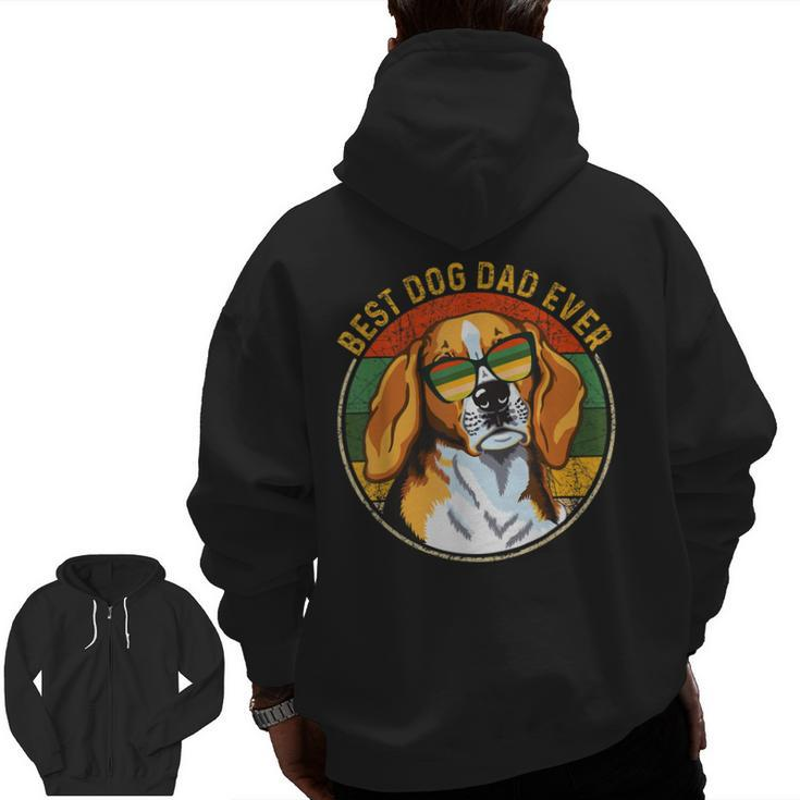 Best Dog Dad Ever Retro Vintage Beagle Dog Lover  Zip Up Hoodie Back Print
