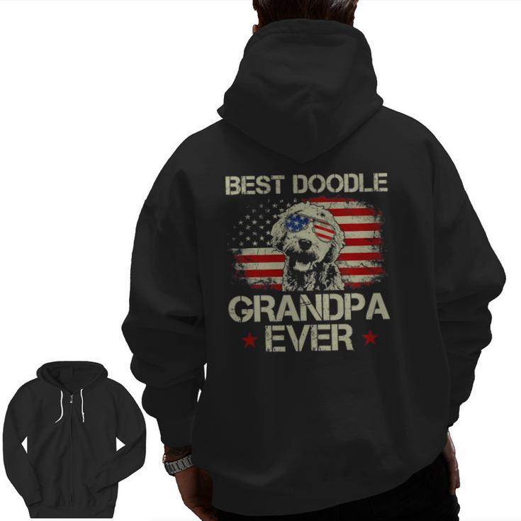Best Doodle Grandpa Ever Goldendoodle 4Th Of July Zip Up Hoodie Back Print