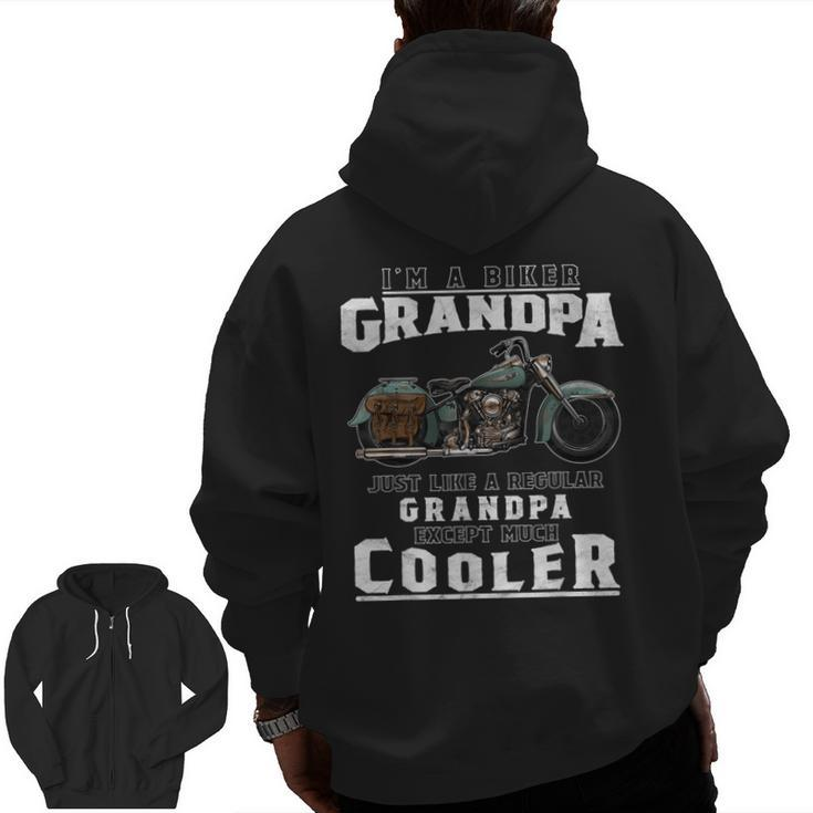 Best Grandpa Biker T Motorcycle For Grandfather Zip Up Hoodie Back Print