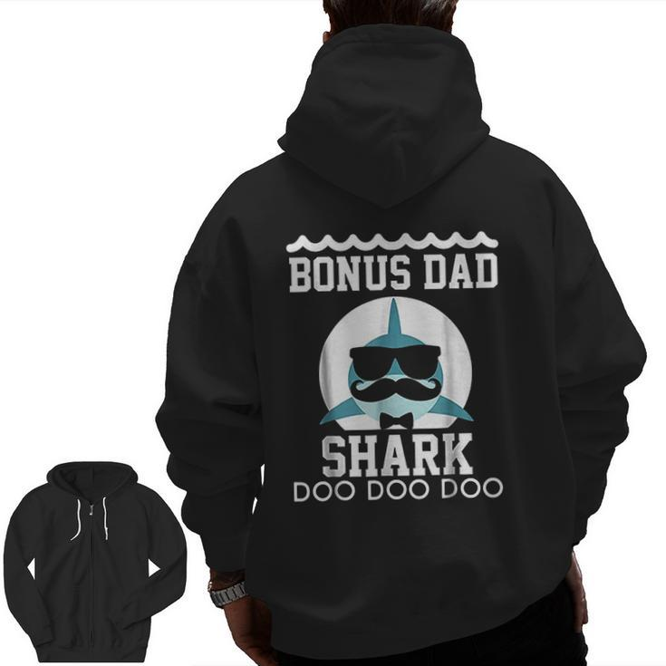 Bonus Dad Shark Zip Up Hoodie Back Print