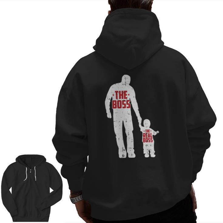 The Boss The Real Boss Father's Day Dad Son Daughter Matching Zip Up Hoodie Back Print