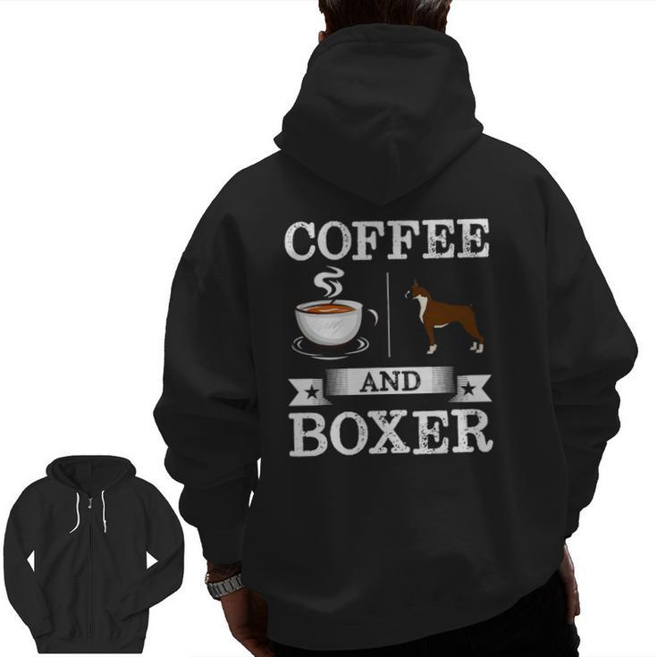 Boxer Coffee And Boxer Cute Dog Zip Up Hoodie Back Print