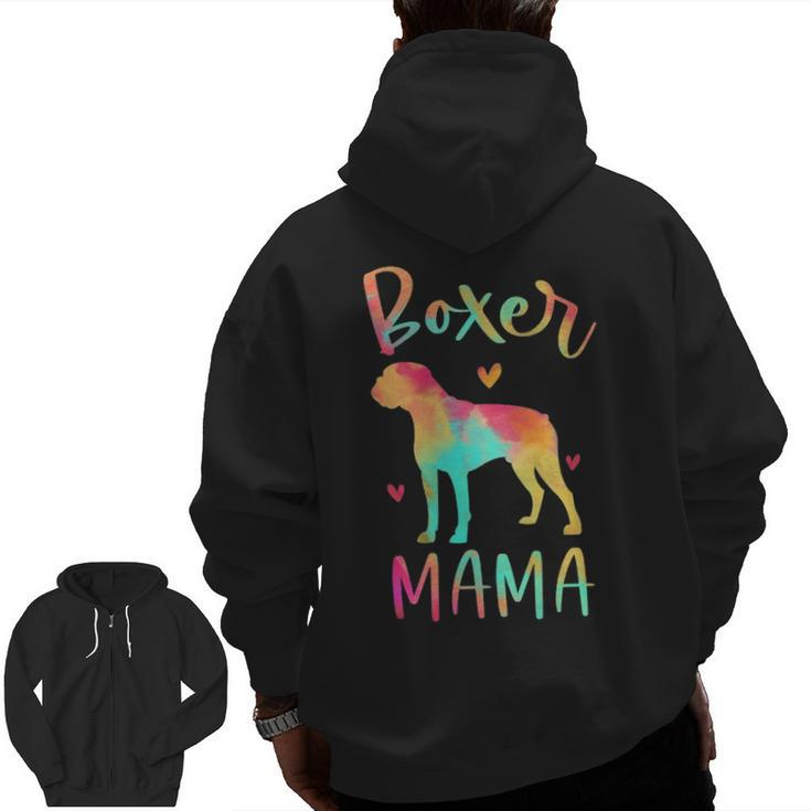 Boxer Mama Colorful Boxer Dog Mom Zip Up Hoodie Back Print