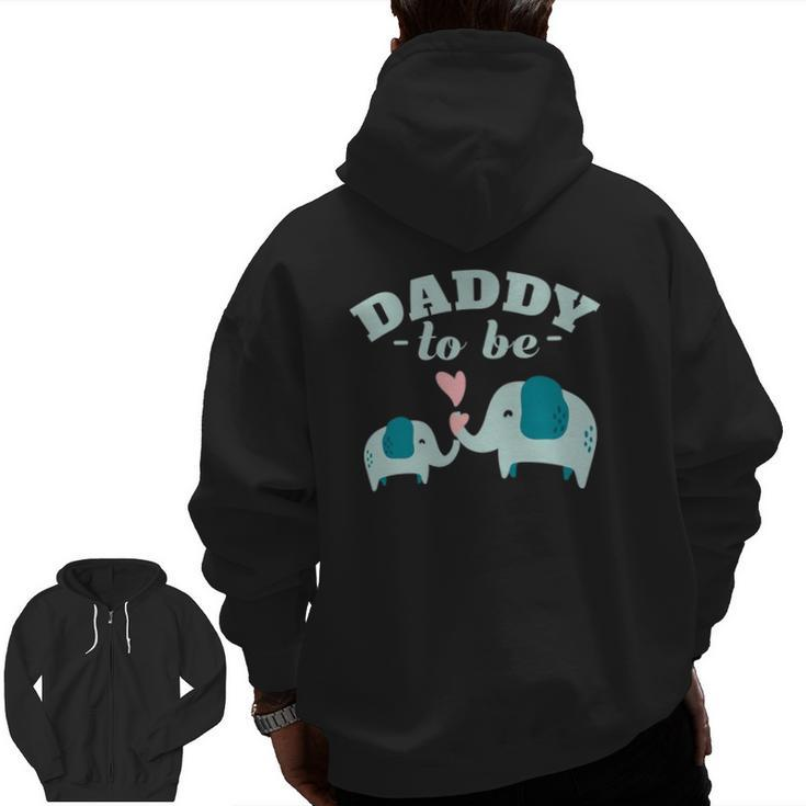 Boy Elephant Baby Shower Daddy To Be Zip Up Hoodie Back Print