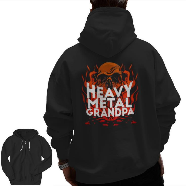 Brutal Heavy Metal Crew Heavy Metal Grandpa Skull On Flames Zip Up Hoodie Back Print
