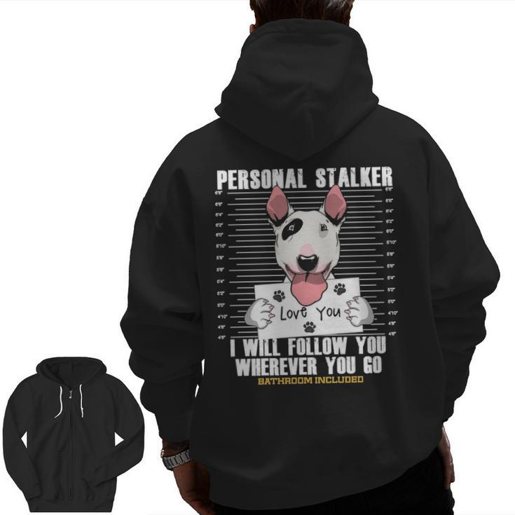 Bull Terrier Dog Lover Cartoon Zip Up Hoodie Back Print