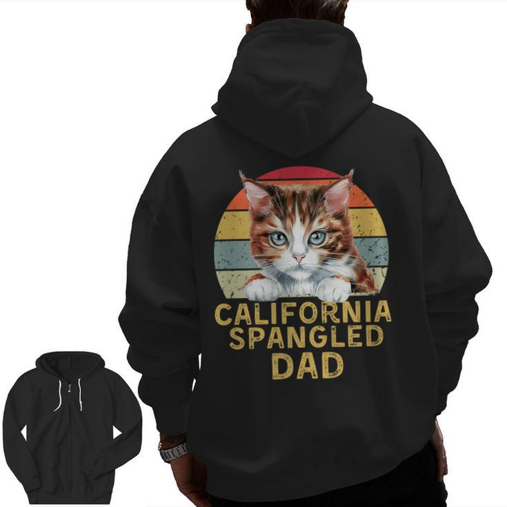 California Spangled Cat Dad Retro Cats Heartbeat Zip Up Hoodie Back Print