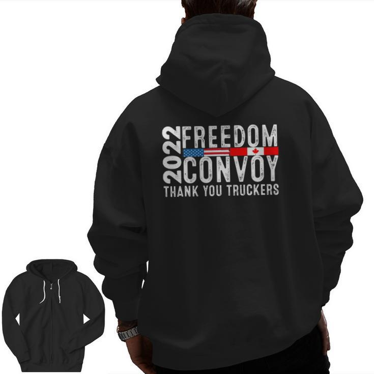 Canada Freedom Convoy 2022 Canadian Truckers Support Us Zip Up Hoodie Back Print
