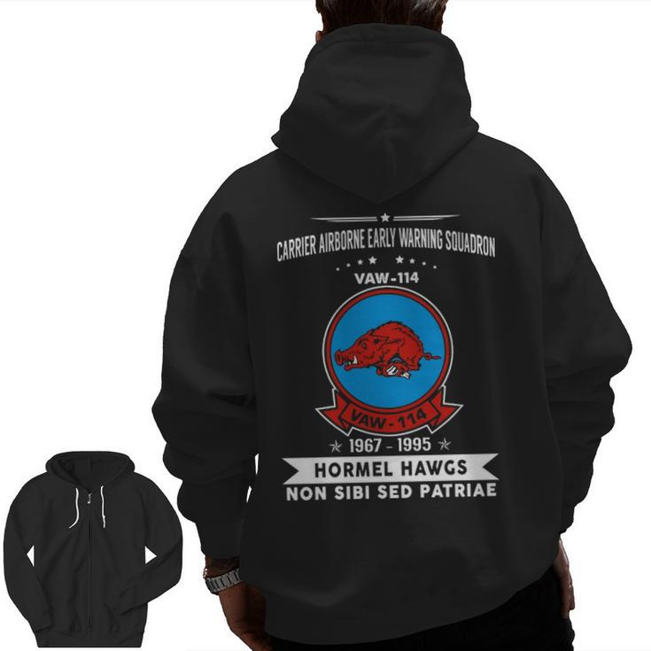 Carrier Airborne Early Warning Squadron 114 Vaw 114 Caraewron Zip Up Hoodie Back Print