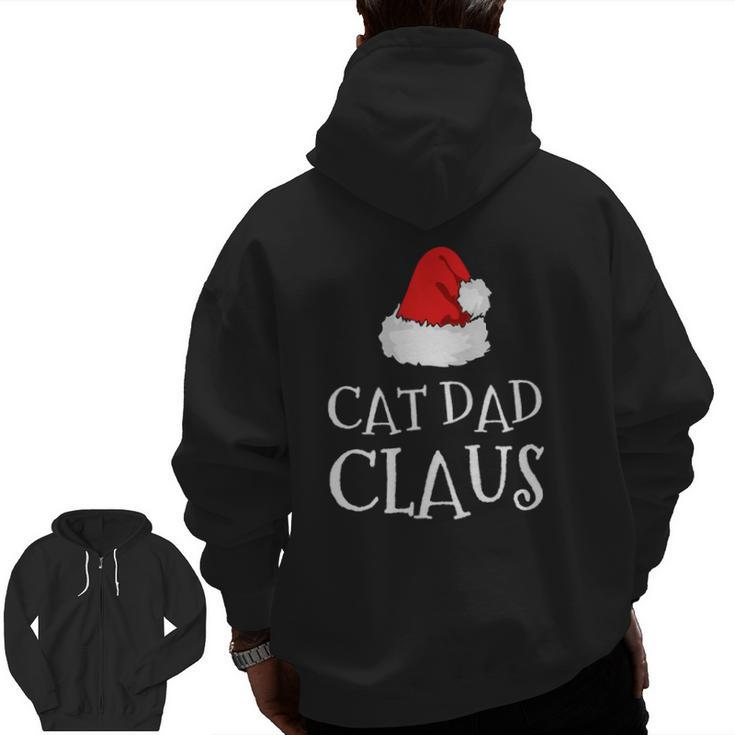 Cat Dad Claus Christmas Hat Family Group Matching Pajama Zip Up Hoodie Back Print