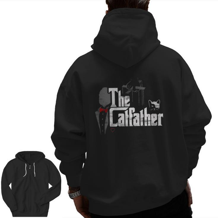 The Catfather  Cat Dad Father Of Cats Zip Up Hoodie Back Print