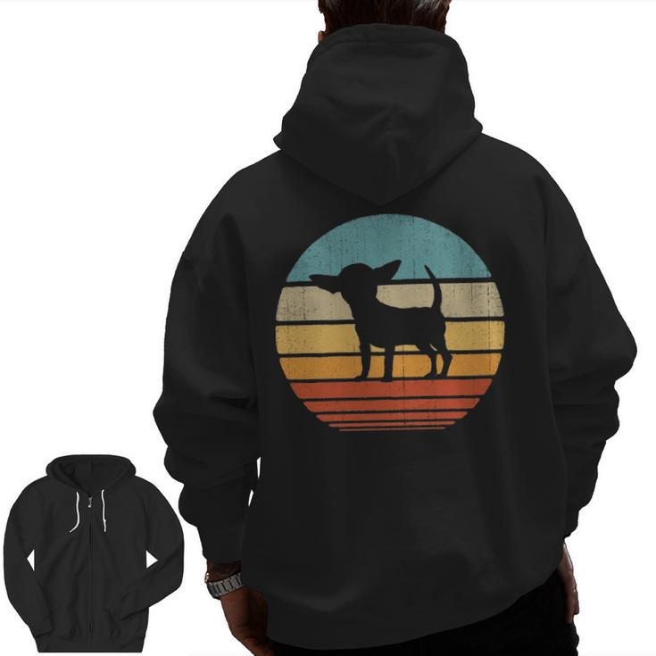 Chihuahua Vintage Silhouette 60S 70S Retro Dog Lover Zip Up Hoodie Back Print