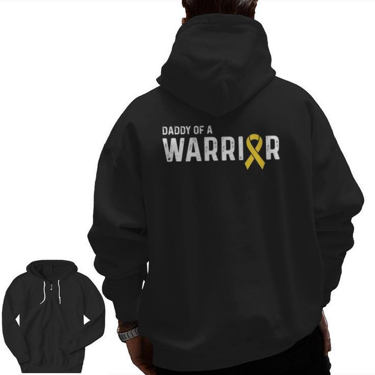 Childhood Cancer Awareness Products Ribbon Warrior Dad Zip Up Hoodie Back Print