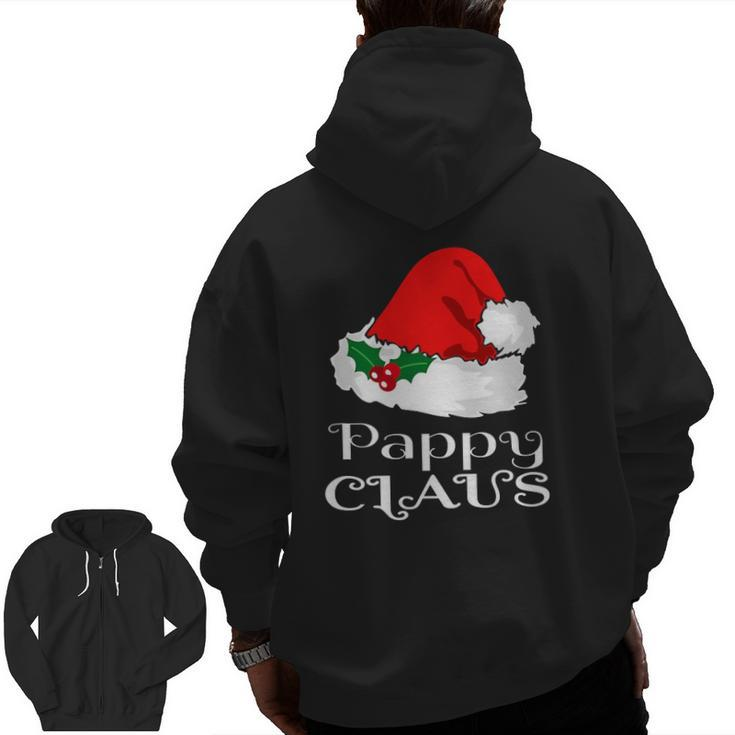 Christmas Pappy Claus Matching Pajama Mens Santa Hat X Mas Zip Up Hoodie Back Print