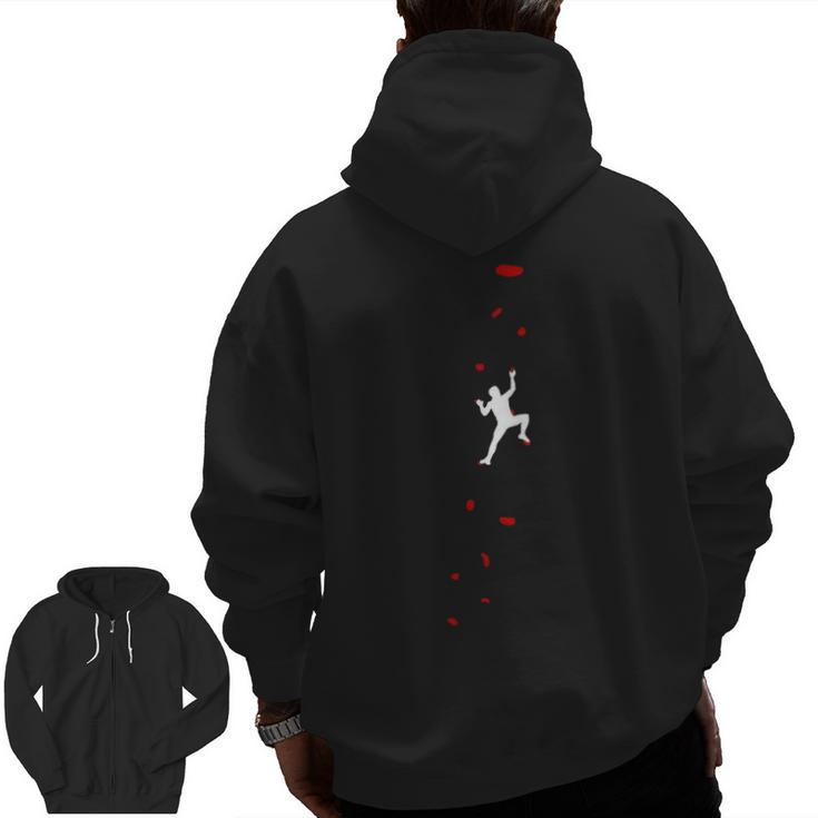 Climbing And Bouldering In The Climbing Gym Zip Up Hoodie Back Print