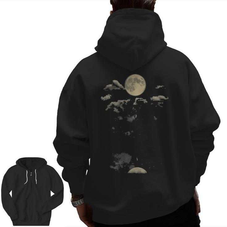 Climbing To The Moon Zip Up Hoodie Back Print
