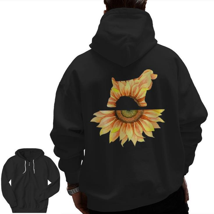 Cocker Spaniel Sunflower Zip Up Hoodie Back Print