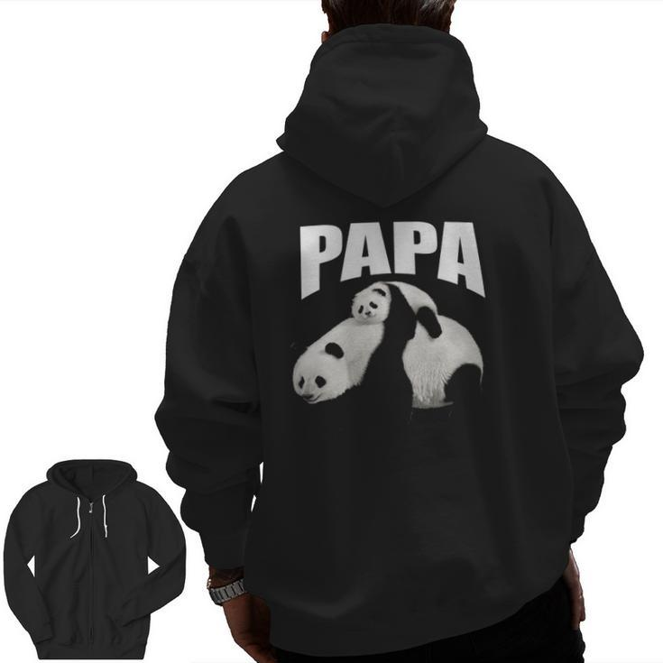 Cute Graphic Panda Papa Bear Dad Zip Up Hoodie Back Print