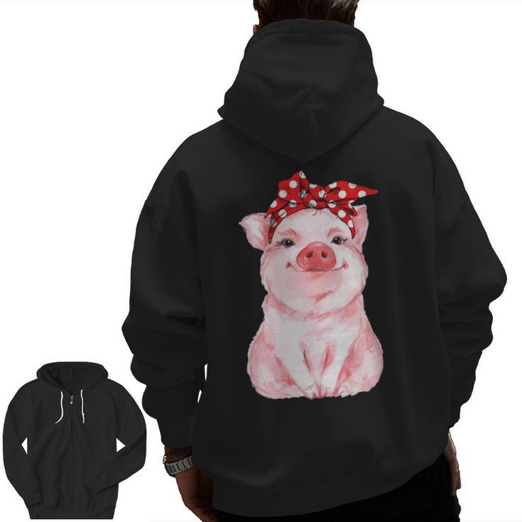Cute Pig With Bandana Zip Up Hoodie Back Print
