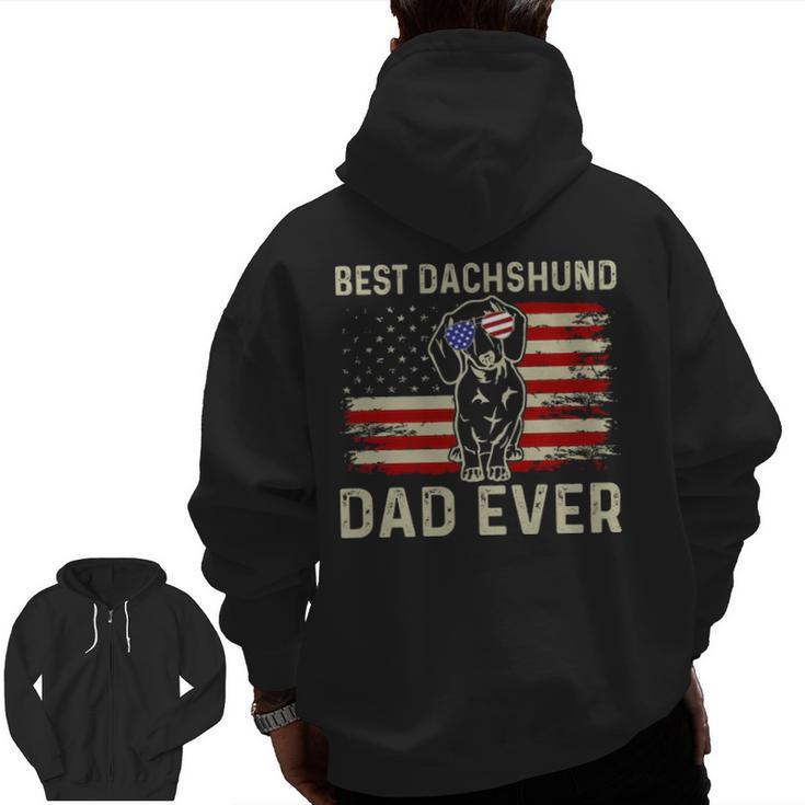 Dachshund Dog Dad Fathers Day Best Dachshund Dad Ever Zip Up Hoodie Back Print