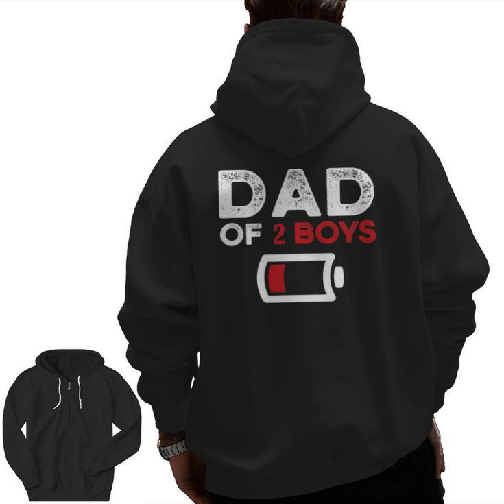 Dad Of 2 Boys Father's Day Zip Up Hoodie Back Print