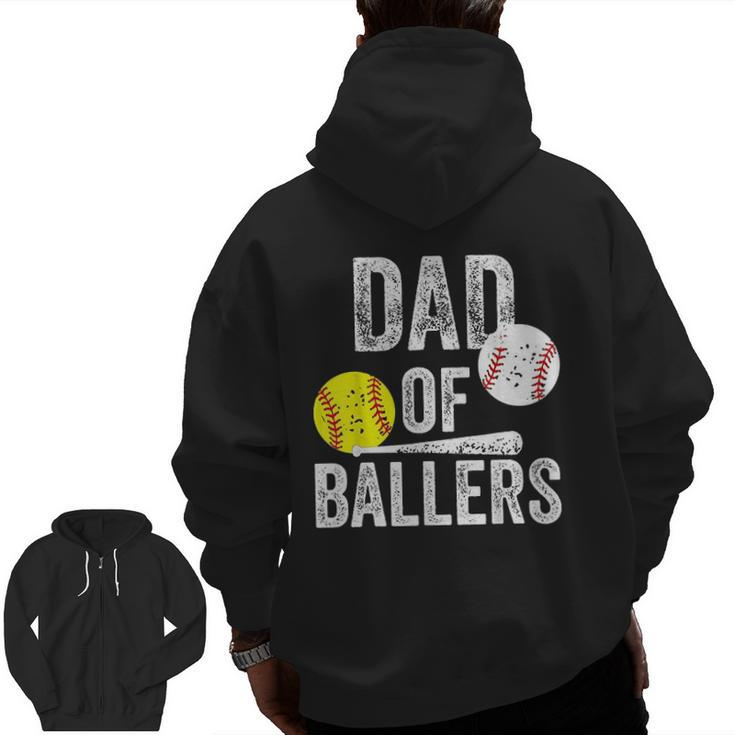 Dad Of Ballers Baseball Zip Up Hoodie Back Print