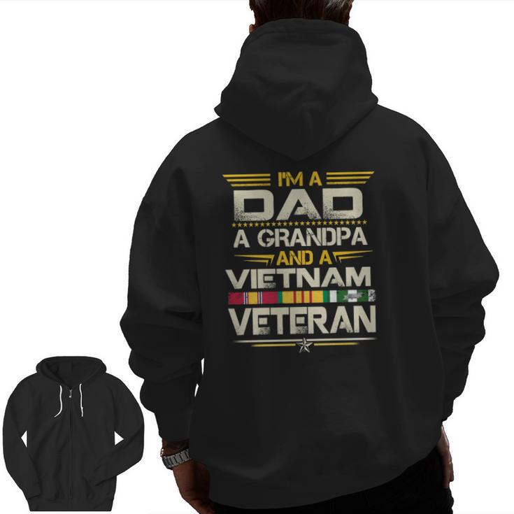 Dad Grandpa Vietnam Veteran Vintage Men's Zip Up Hoodie Back Print