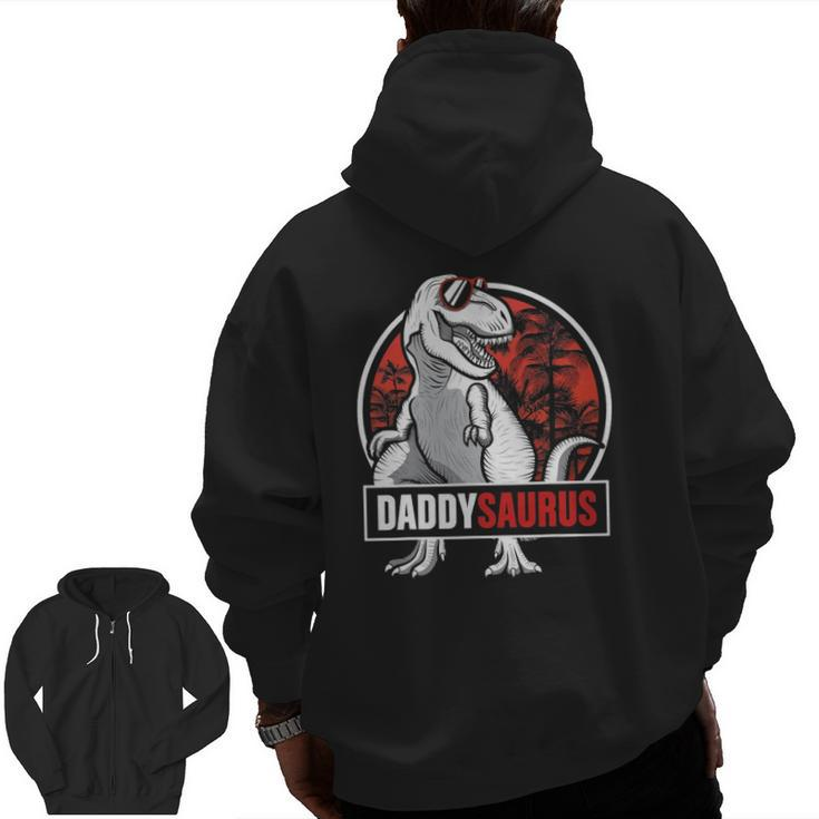 Daddysaurus Father's Day rex Daddy Saurus Men Zip Up Hoodie Back Print
