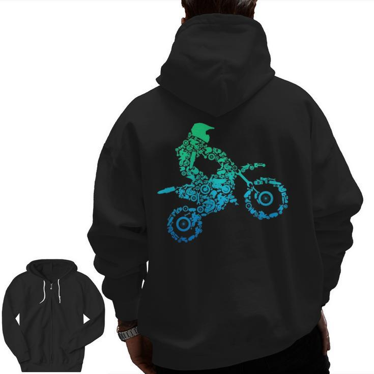 Dirt Bike Rider Motocross Enduro Dirt Biking Zip Up Hoodie Back Print