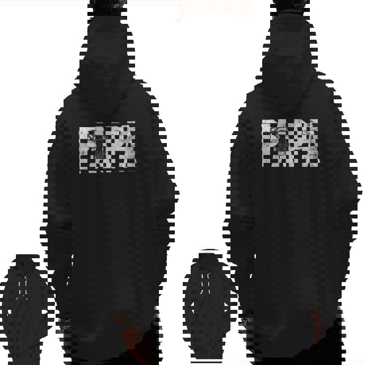 Disc Golf Papa Dad Disc Golfing Zip Up Hoodie Back Print