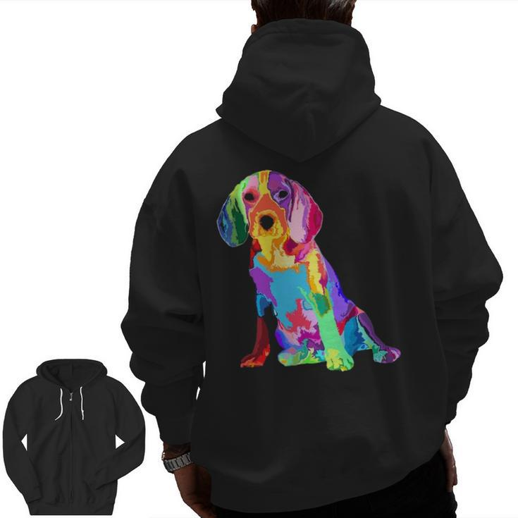 Dog Lover For Women's Beagle Colorful Beagle Zip Up Hoodie Back Print