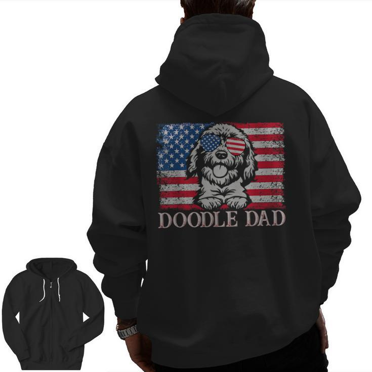 Doodle Dad Goldendoodle Dog American Flag 4Th Of July Zip Up Hoodie Back Print