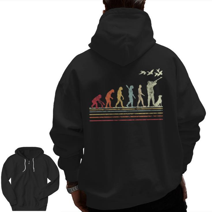 Duck Hunting Evolution Retro Style For Duck Hunters Zip Up Hoodie Back Print