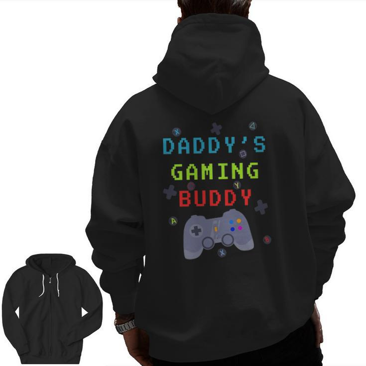 Family Love Daddy's Gaming Buddy Kids Zip Up Hoodie Back Print