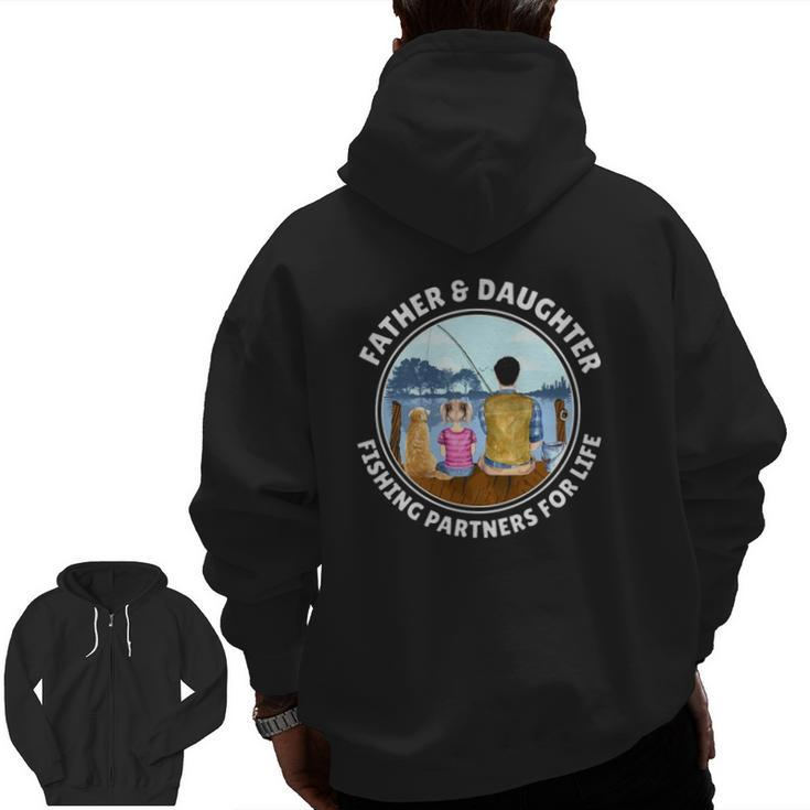 Father & Daughter Fishing Partners For Life Golden Retriever Zip Up Hoodie Back Print