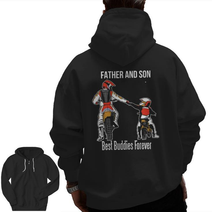 Father & Son Motocross Dirt Bike Motorcycle Zip Up Hoodie Back Print