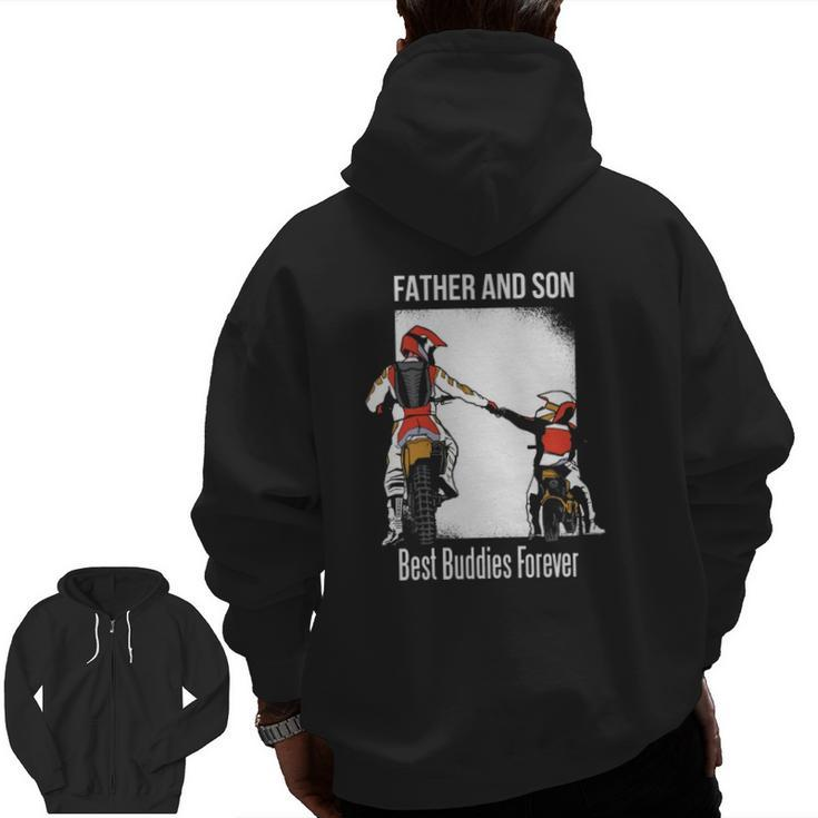 Father And Son Best Buddies Forever Fist Bump Dirt Bike Zip Up Hoodie Back Print