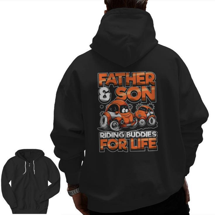 Father And Son Riding Buddies For Life Racing Car Matching Zip Up Hoodie Back Print