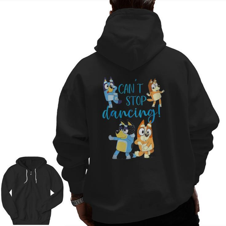 Fathers-Bluey-Dad-Mum Love Father's Day Kids Zip Up Hoodie Back Print