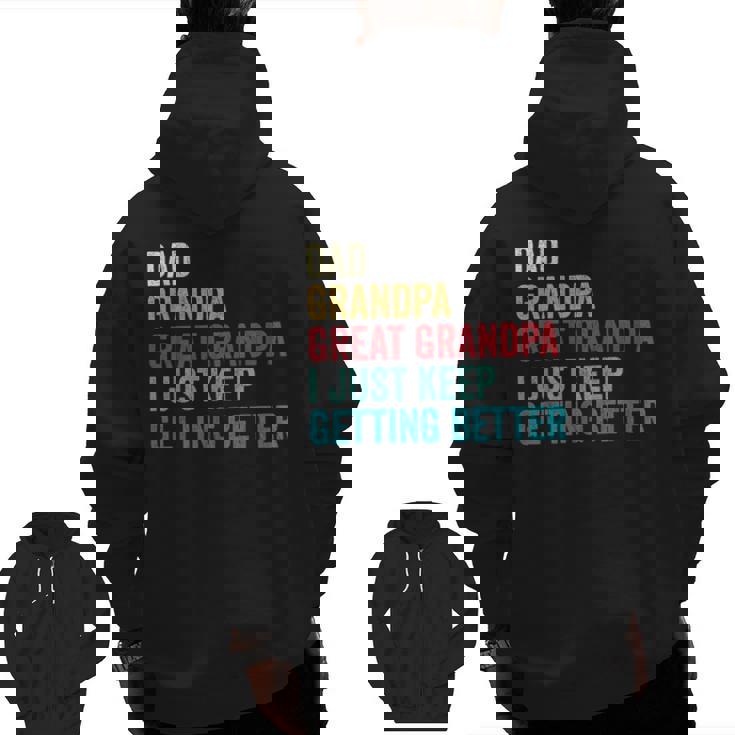 Fathers Day Grandpa From Grandkids Dad Great Grandpa Zip Up Hoodie Back Print