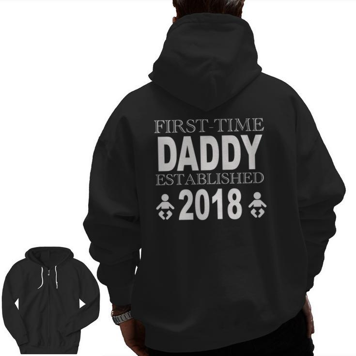 Father's Day New Daddy First Time Dad Idea Zip Up Hoodie Back Print