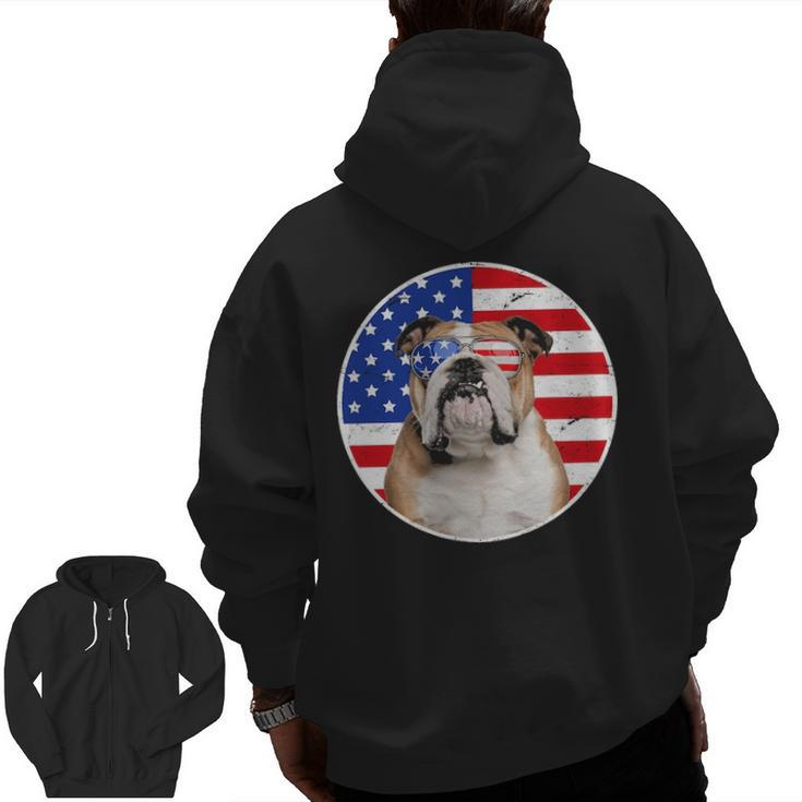 Fourth Of July Dog American Flag July 4Th Bulldog Lover Zip Up Hoodie Back Print